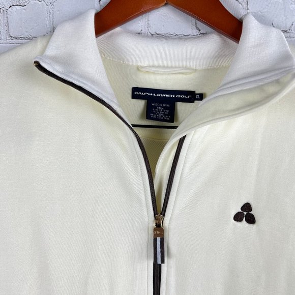 Ralph Lauren Golf Ivory & Brown Stretch Cotton Full Zip Jacket Size XL - Picture 7 of 8